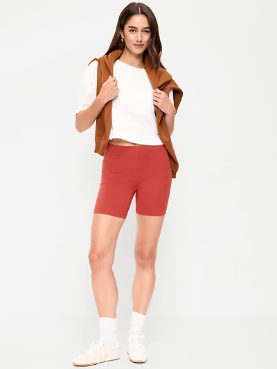 High-Waisted Jersey Biker Shorts - 6-inch inseam