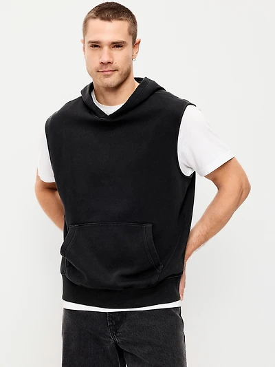 Sleeveless Washed Fleece Muscle Hoodie