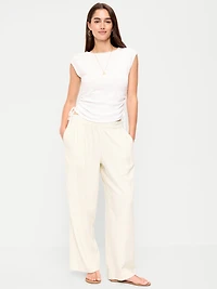High-Waisted Linen-Blend Super Wide-Leg Pants