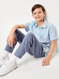 Short-Sleeve Textured Mesh Polo Shirt for Boys