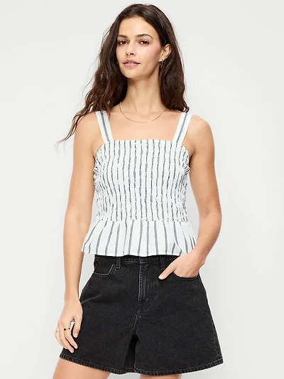 Smocked Peplum Tank Top