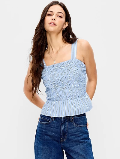 Smocked Peplum Tank Top