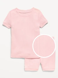 Snug-Fit Pointelle-Knit Pajama Set for Toddler & Baby