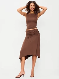 Asymmetrical Draped Midi Skirt