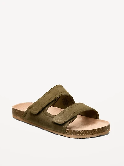 Faux-Suede Double-Strap Slide Sandals for Men