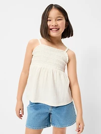 Sleeveless Textured Smocked Top for Girls