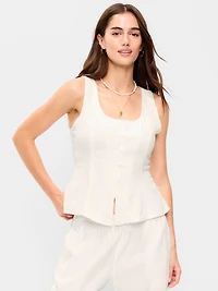 Sleeveless Button-Down Top