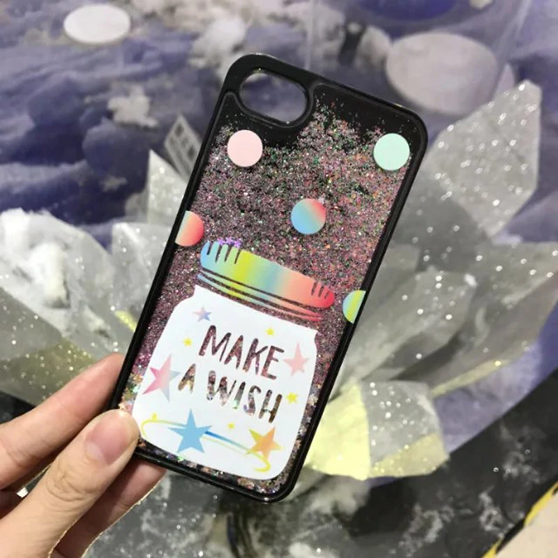 Glitter Waterfall Phone Case - Black Wish Bottle
