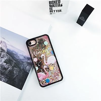 Glitter Waterfall Phone Case - Black Flamingo