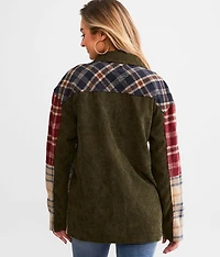 Pieced Plaid Corduroy Shacket