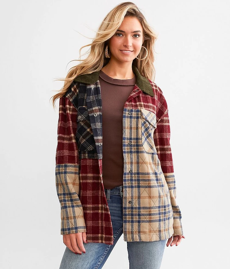 Pieced Plaid Corduroy Shacket