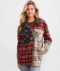 Pieced Plaid Corduroy Shacket