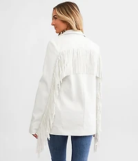 Faux Leather Fringe Blazer