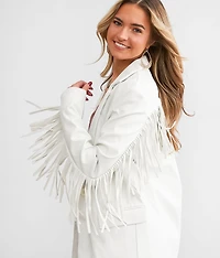 Faux Leather Fringe Blazer