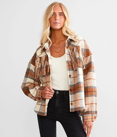Fringe Plaid Shacket