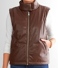 Faux Leather Puffer Vest