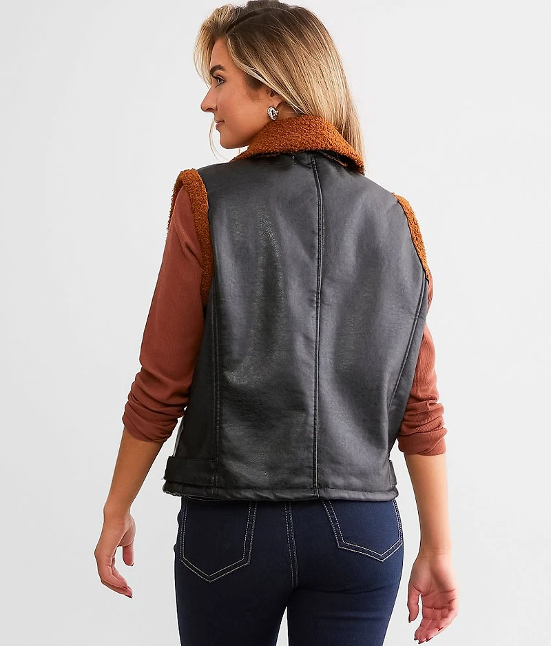 Faux Leather Asymmetrical Vest