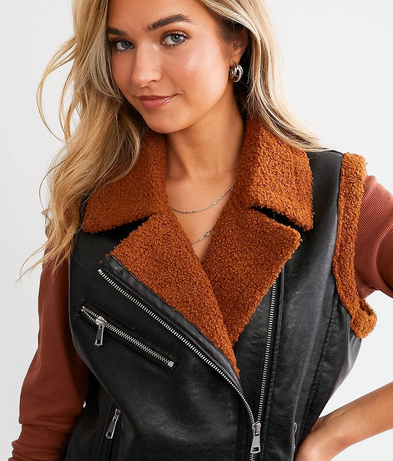 Faux Leather Asymmetrical Vest