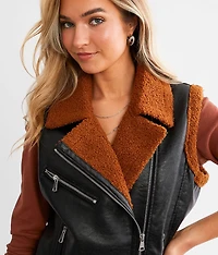 Faux Leather Asymmetrical Vest