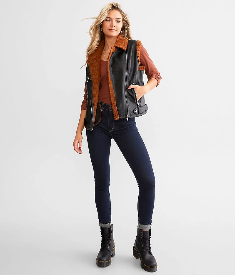 Faux Leather Asymmetrical Vest