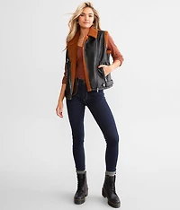 Faux Leather Asymmetrical Vest