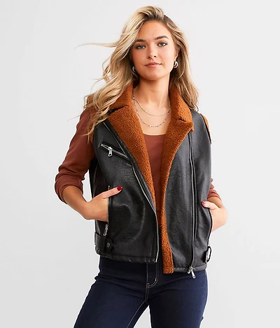 Faux Leather Asymmetrical Vest