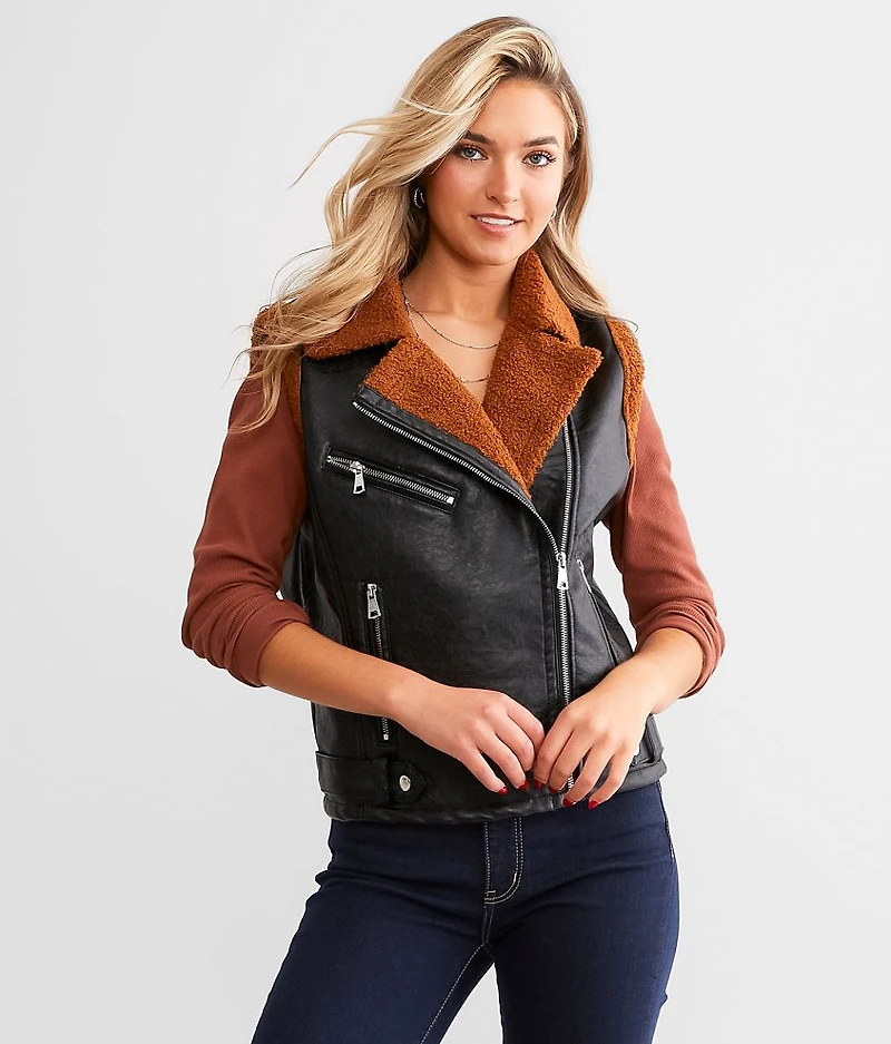 Faux Leather Asymmetrical Vest