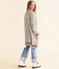 Metallic Open Stitch Cardigan Sweater