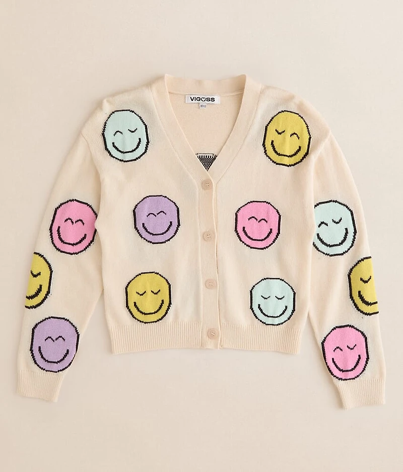 Girls - Smiley Cardigan Sweater