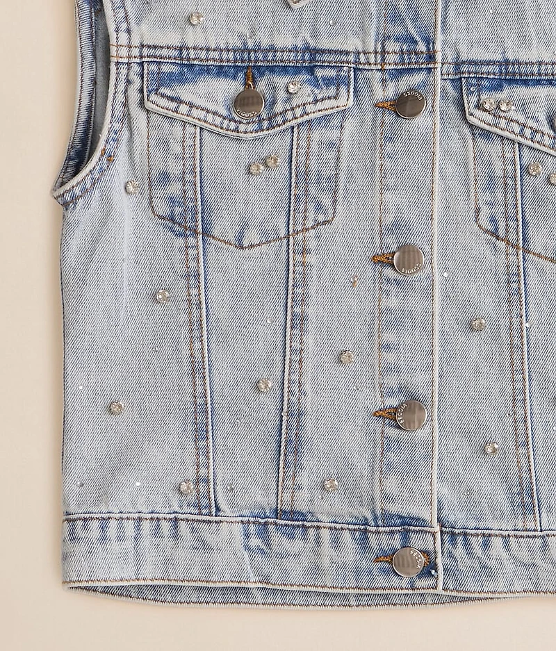 Girls - Rhinestone Denim Vest