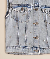 Girls - Rhinestone Denim Vest