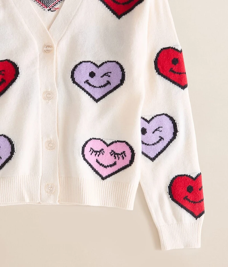 Girls - Heart Smiley Cardigan Sweater