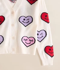 Girls - Heart Smiley Cardigan Sweater