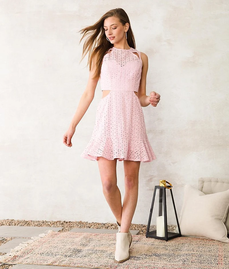Eyelet Mini Dress