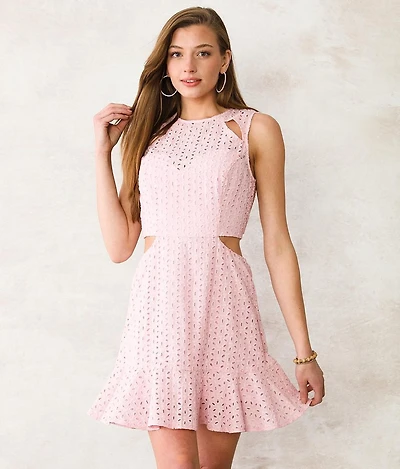 Eyelet Mini Dress