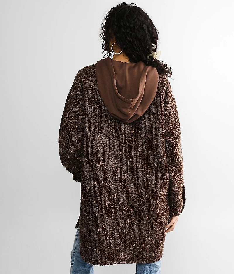 Tweed Hooded Trench Jacket