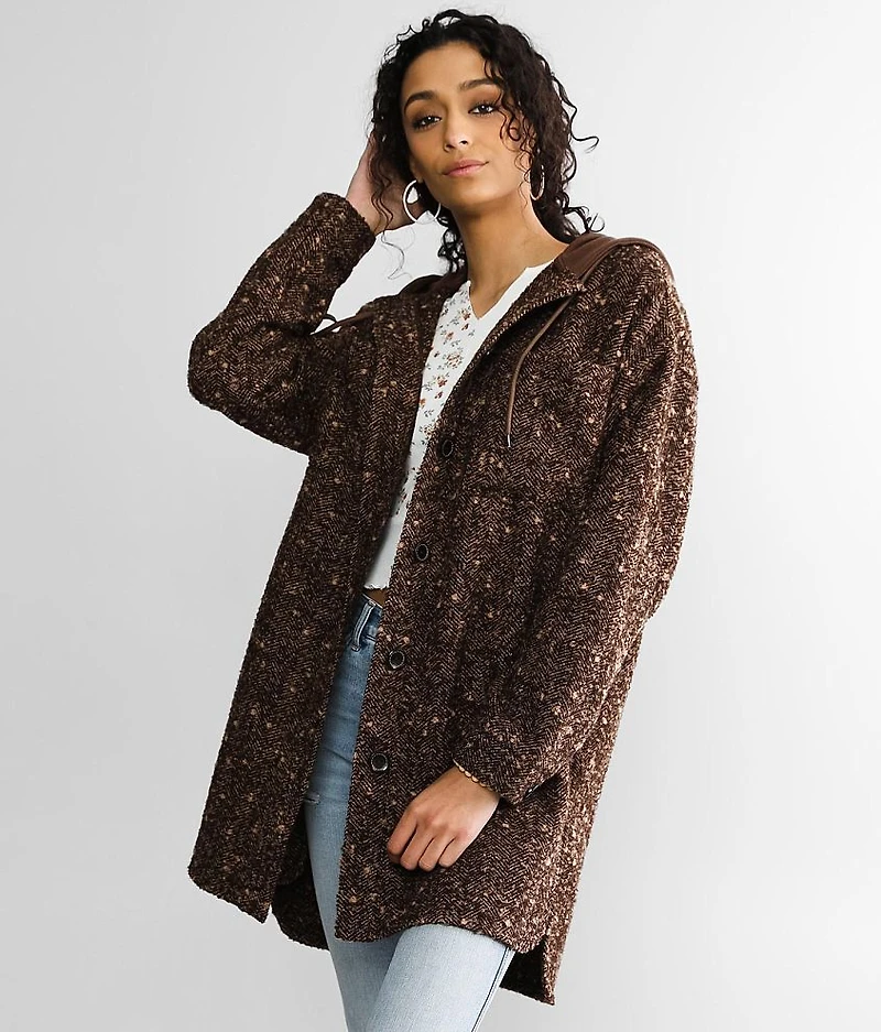 Tweed Hooded Trench Jacket