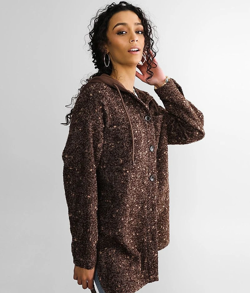 Tweed Hooded Trench Jacket