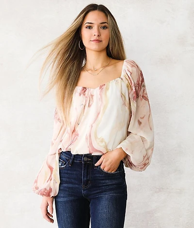 Marbled Chiffon Top
