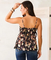 Floral Chiffon Babydoll Tank Top