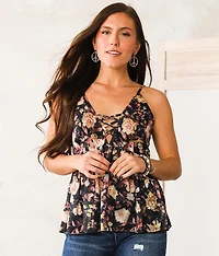 Floral Chiffon Babydoll Tank Top