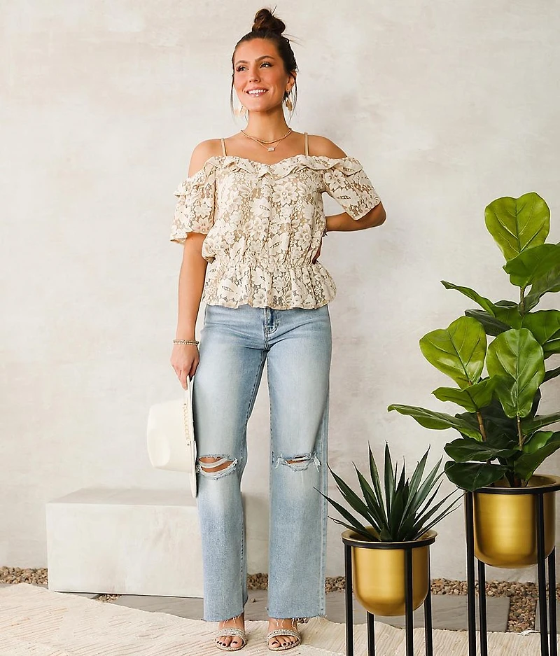 Lace Cold Shoulder Top