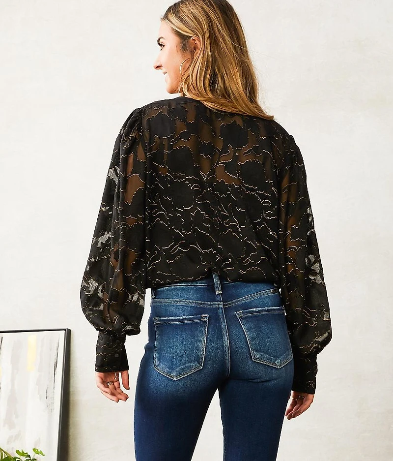 Foiled Chiffon Bodysuit