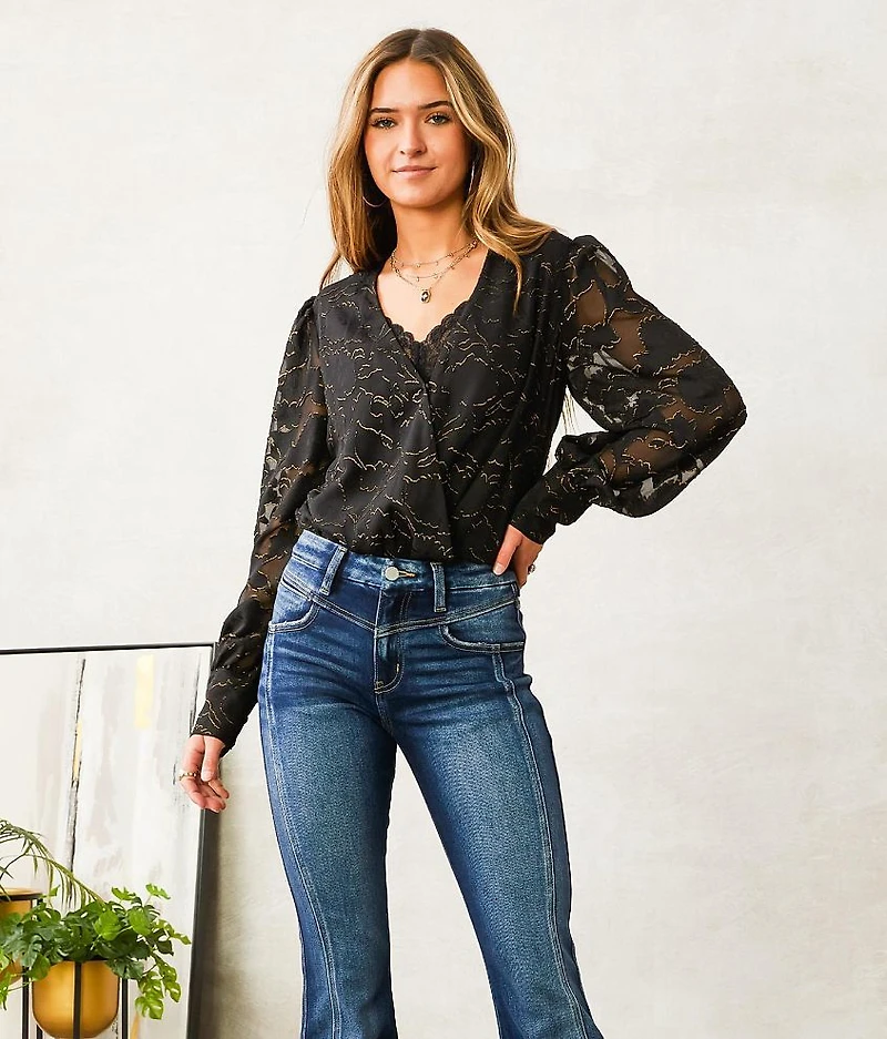 Foiled Chiffon Bodysuit