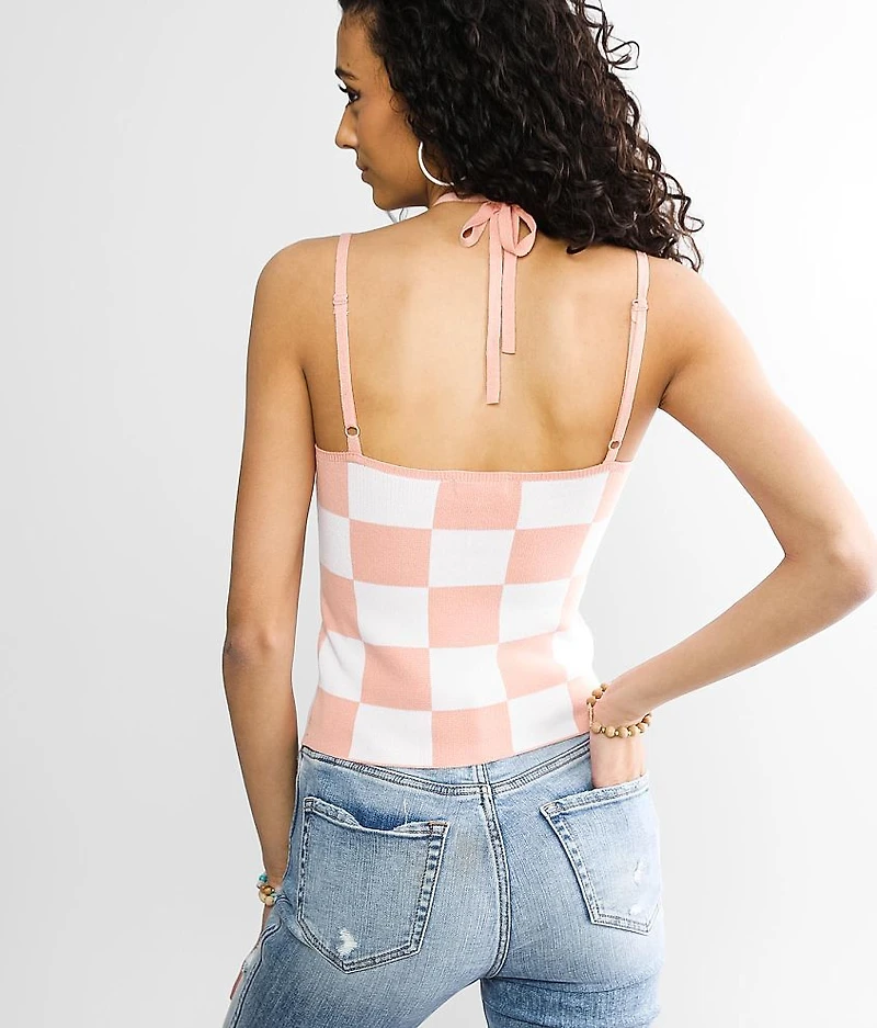 Checkered Sweater Tank Top