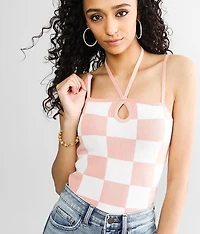 Checkered Sweater Tank Top