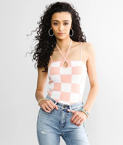 Checkered Sweater Tank Top