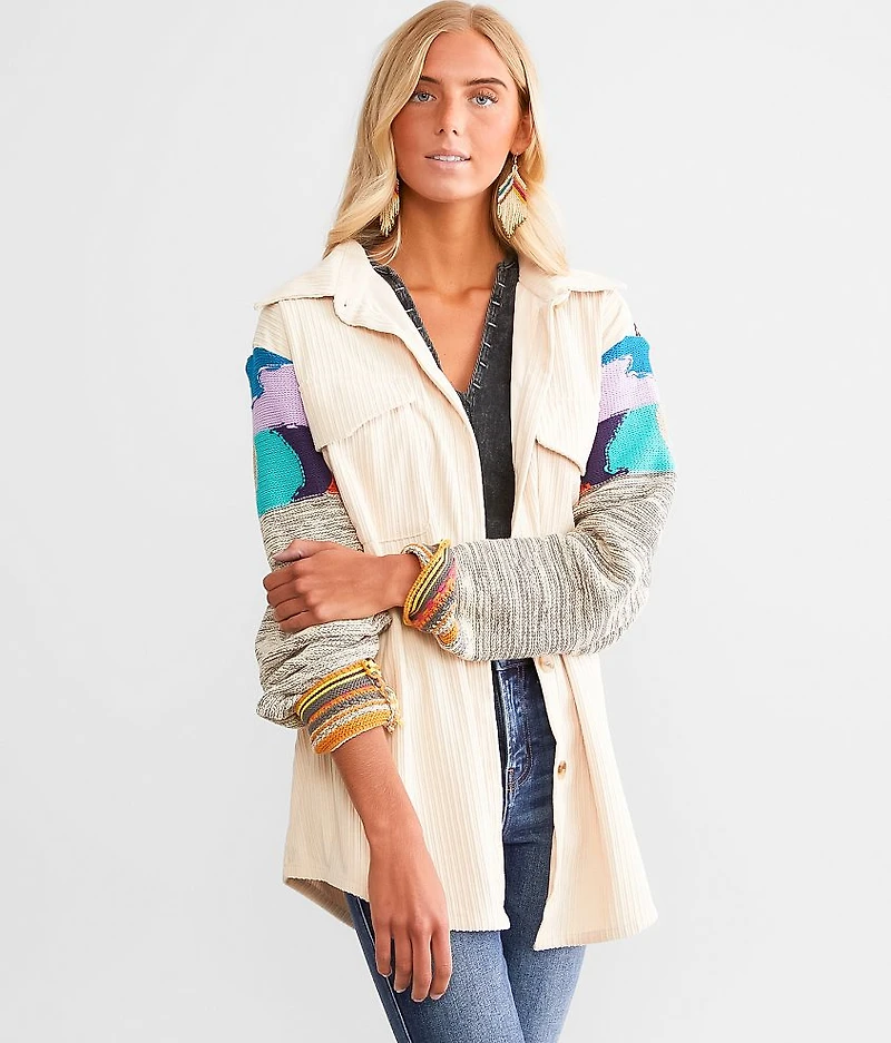 Pieced Corduroy Oversized Shacket
