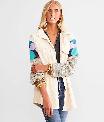 Pieced Corduroy Oversized Shacket