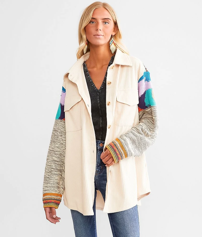 Pieced Corduroy Oversized Shacket